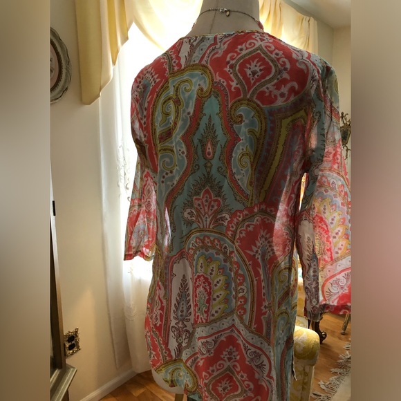 J McLaughlin excellent condition multi color print tunic size M - Picture 2 of 5